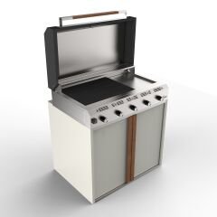 Sinn Chef | Paslanmaz Çelik Gazlı Bahçe Mutfağı & Barbekü Modülü (Teppanyaki + Döküm Izgara)