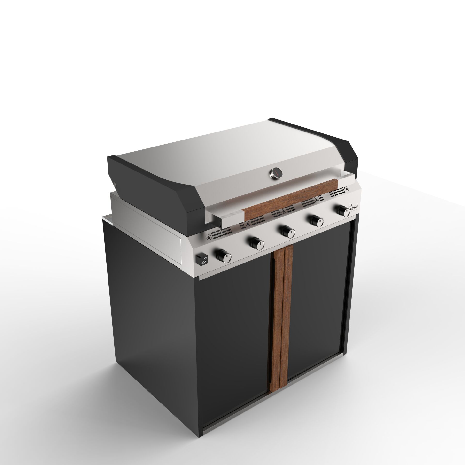 Sinn Chef | Paslanmaz Çelik Gazlı Bahçe Mutfağı & Barbekü Modülü (Teppanyaki + Döküm Izgara) BLACK