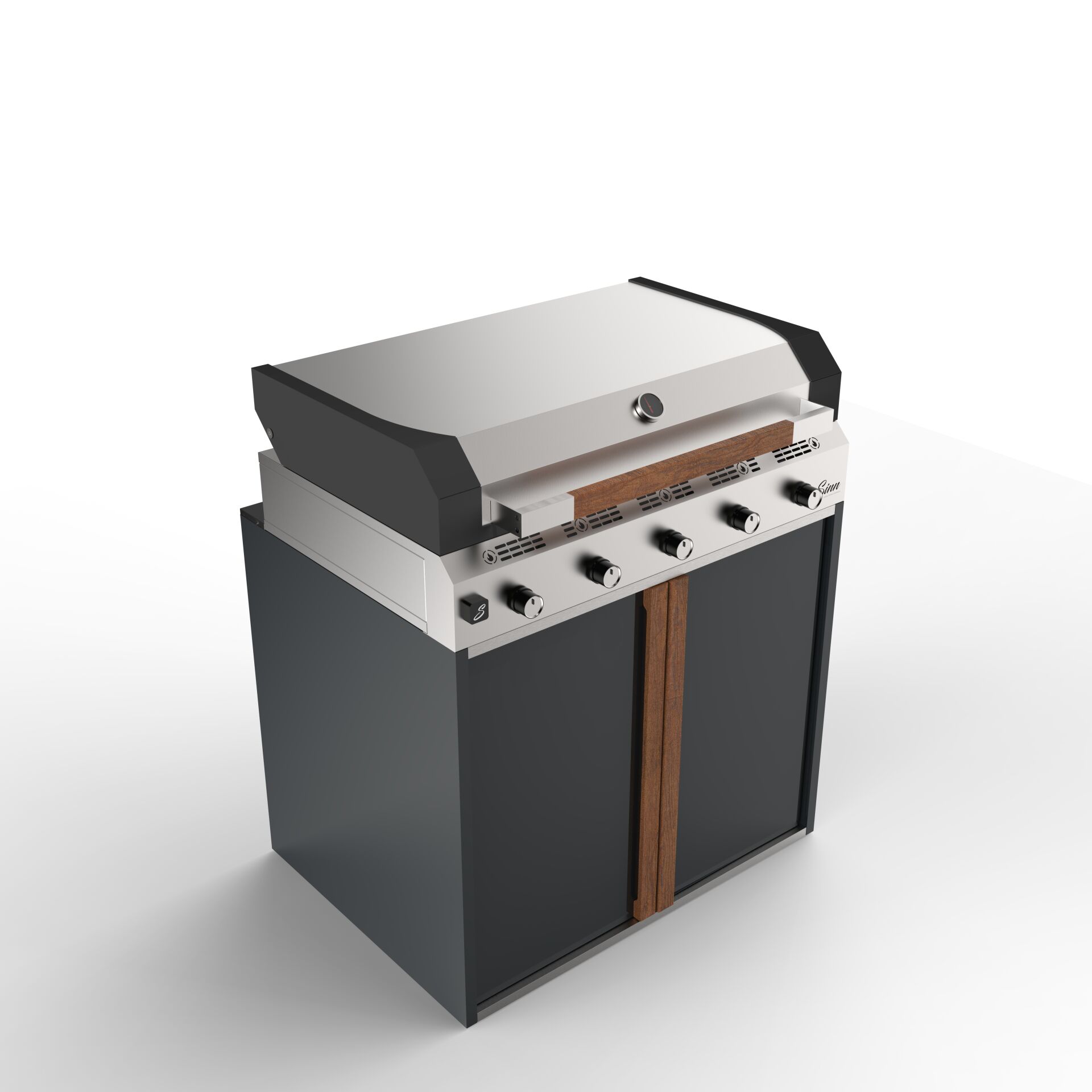 Sinn Chef | Paslanmaz Çelik Gazlı Bahçe Mutfağı & Barbekü Modülü (Teppanyaki + Döküm Izgara) ANTRASIT