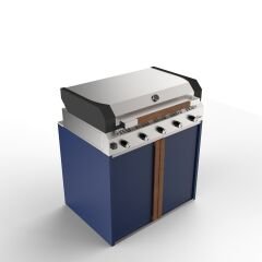 Sinn Chef | Paslanmaz Çelik Gazlı Bahçe Mutfağı & Barbekü Modülü (Teppanyaki + Döküm Izgara) BLUE