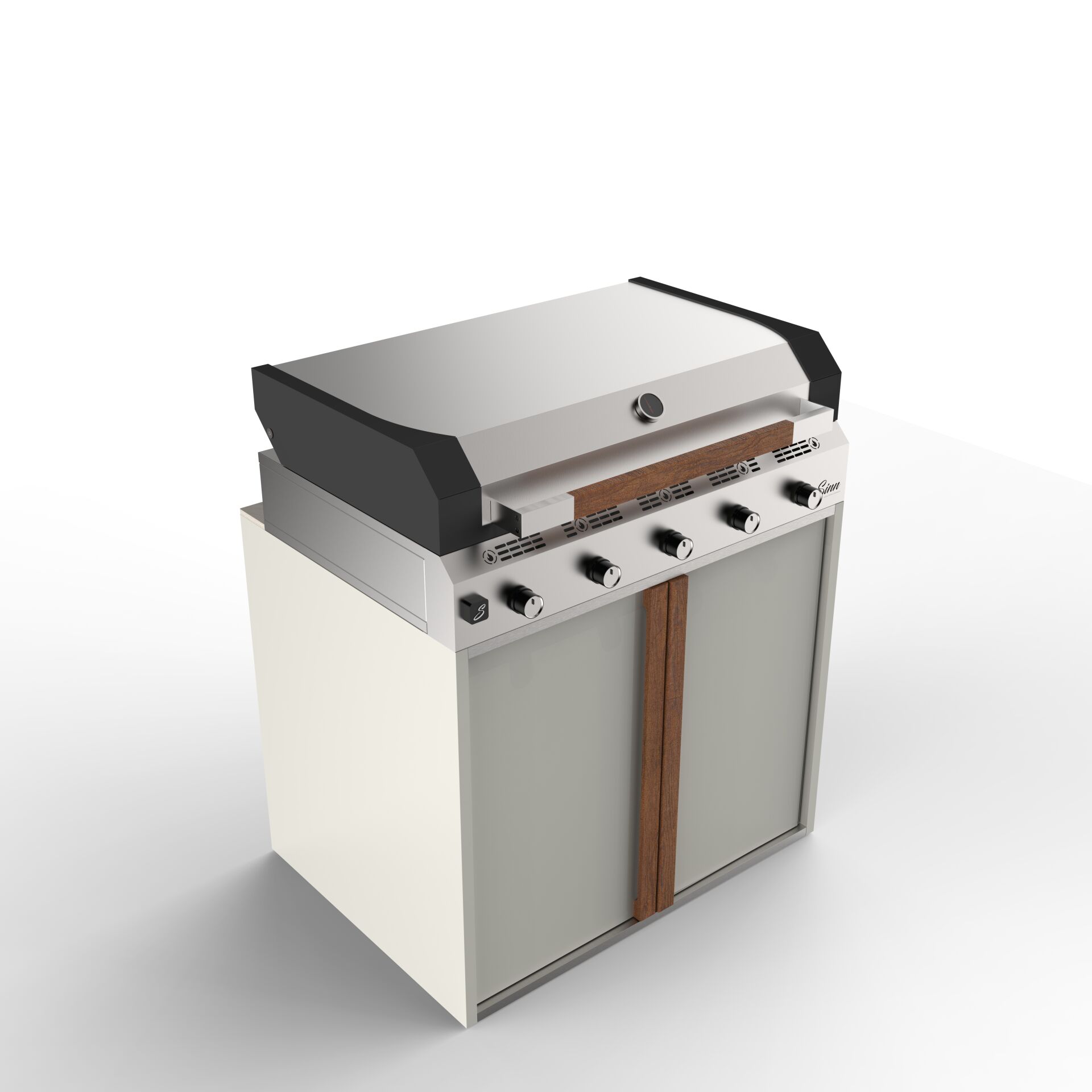 Sinn Chef | Paslanmaz Çelik Gazlı Bahçe Mutfağı & Barbekü Modülü (Teppanyaki + Döküm Izgara) PURE WHITE