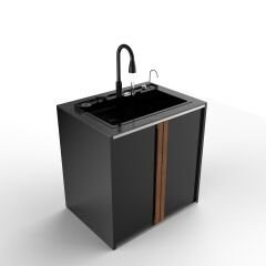 Sinn Cleaner | Bahçe Mutfağı Yıkama Modülü & Akıllı Evye + Otomatik Gizli Çöp Kovası ANATOLIAN BLACK - BLACK