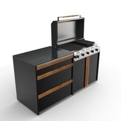 Sinn Serie4 | Modüler Bahçe Mutfağı Seti - Gazlı Barbekü ve Çekmeceli Hazırlık Modülü