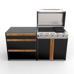Sinn Serie4 | Modüler Bahçe Mutfağı Seti - Gazlı Barbekü ve Çekmeceli Hazırlık Modülü