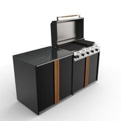 Sinn Serie5 | Modüler Bahçe Mutfağı Seti - Gazlı Barbekü ve Kapaklı Hazırlık Modülü