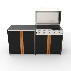 Sinn Serie5 | Modüler Bahçe Mutfağı Seti - Gazlı Barbekü ve Kapaklı Hazırlık Modülü